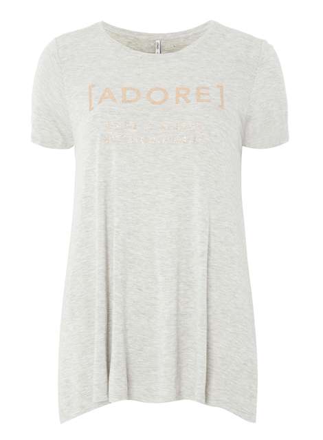 **Only Grey Foiled Slogan T-Shirt